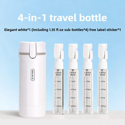 Four-In-One Travel Dispensing Bottle for Toiletries