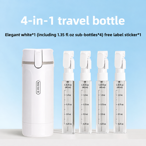 Four-In-One Travel Dispensing Bottle for Toiletries