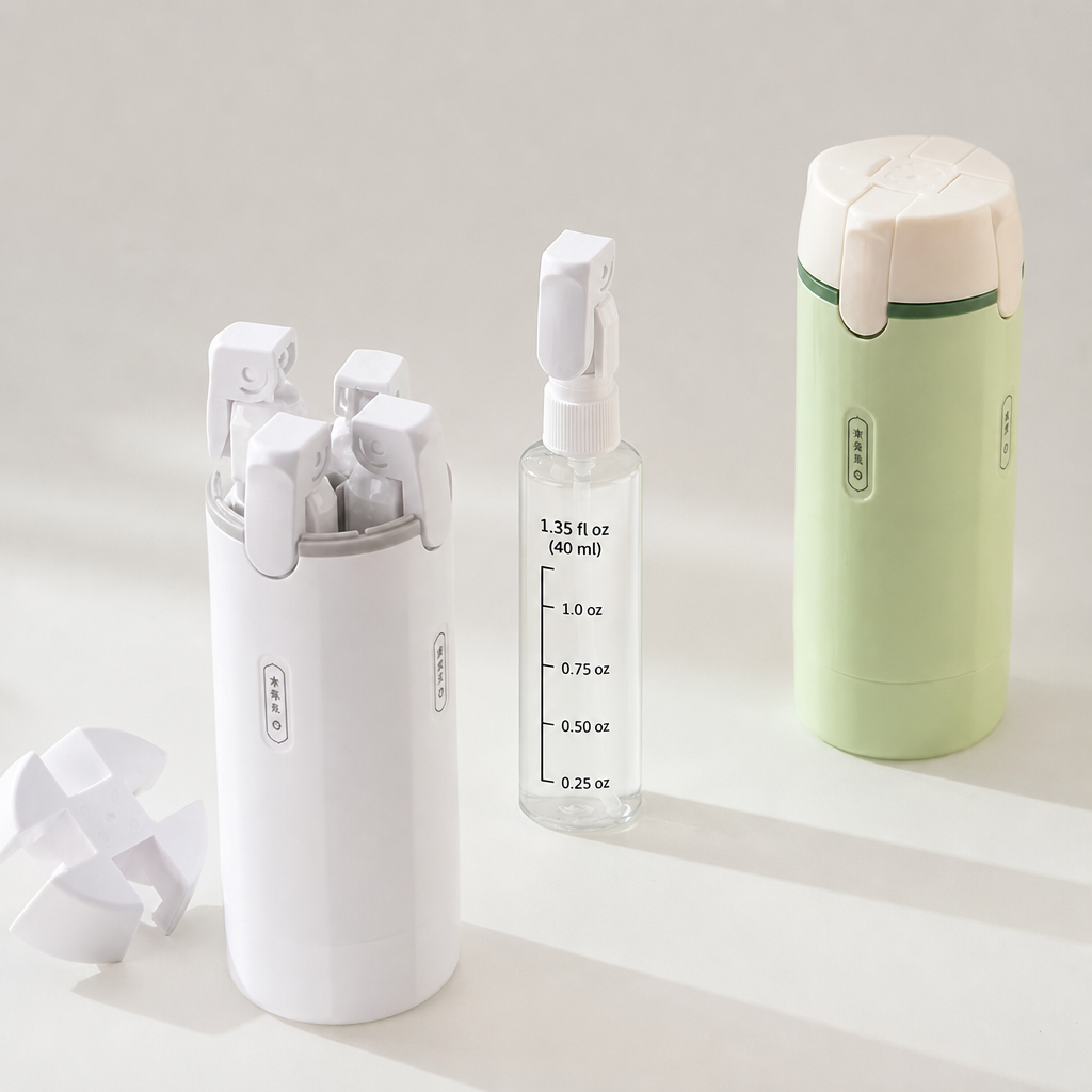 Four-In-One Travel Dispensing Bottle for Toiletries